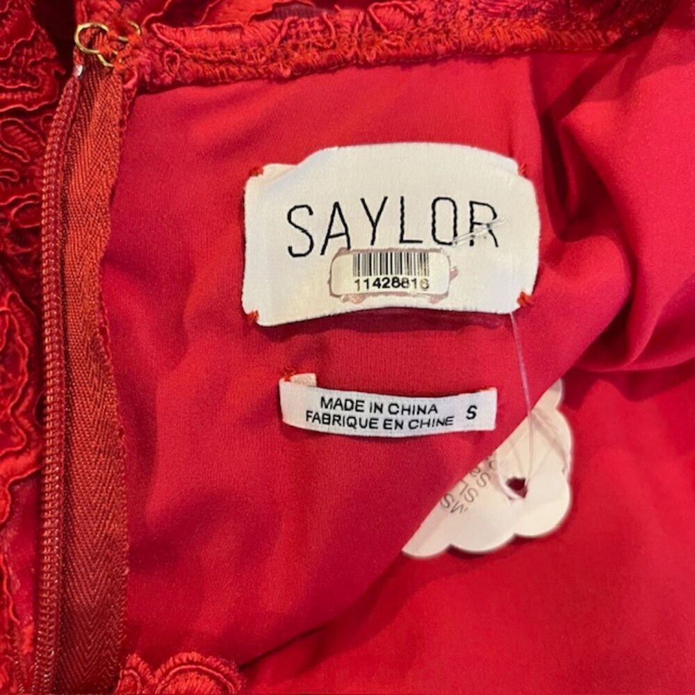 Saylor Raspberry Rita Mini Dress Open Back‎ Mock Neck Lacy Lined Size Small - Picture 8 of 15
